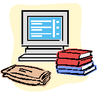 Computer and books clip art